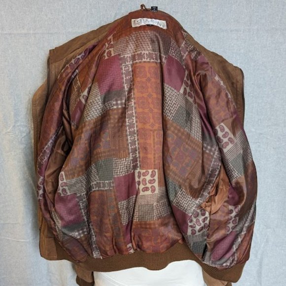 Vintage D'Linea Brown Suede Bomber Jacket - Picture 6 of 6